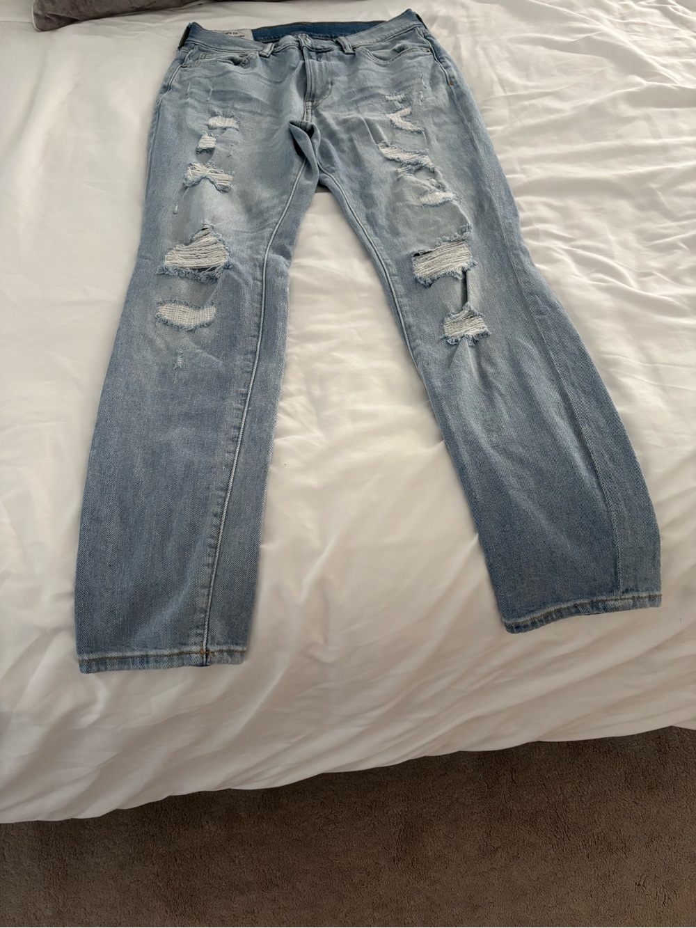 H&M Light Blue Distressed Boyfriend Jeans